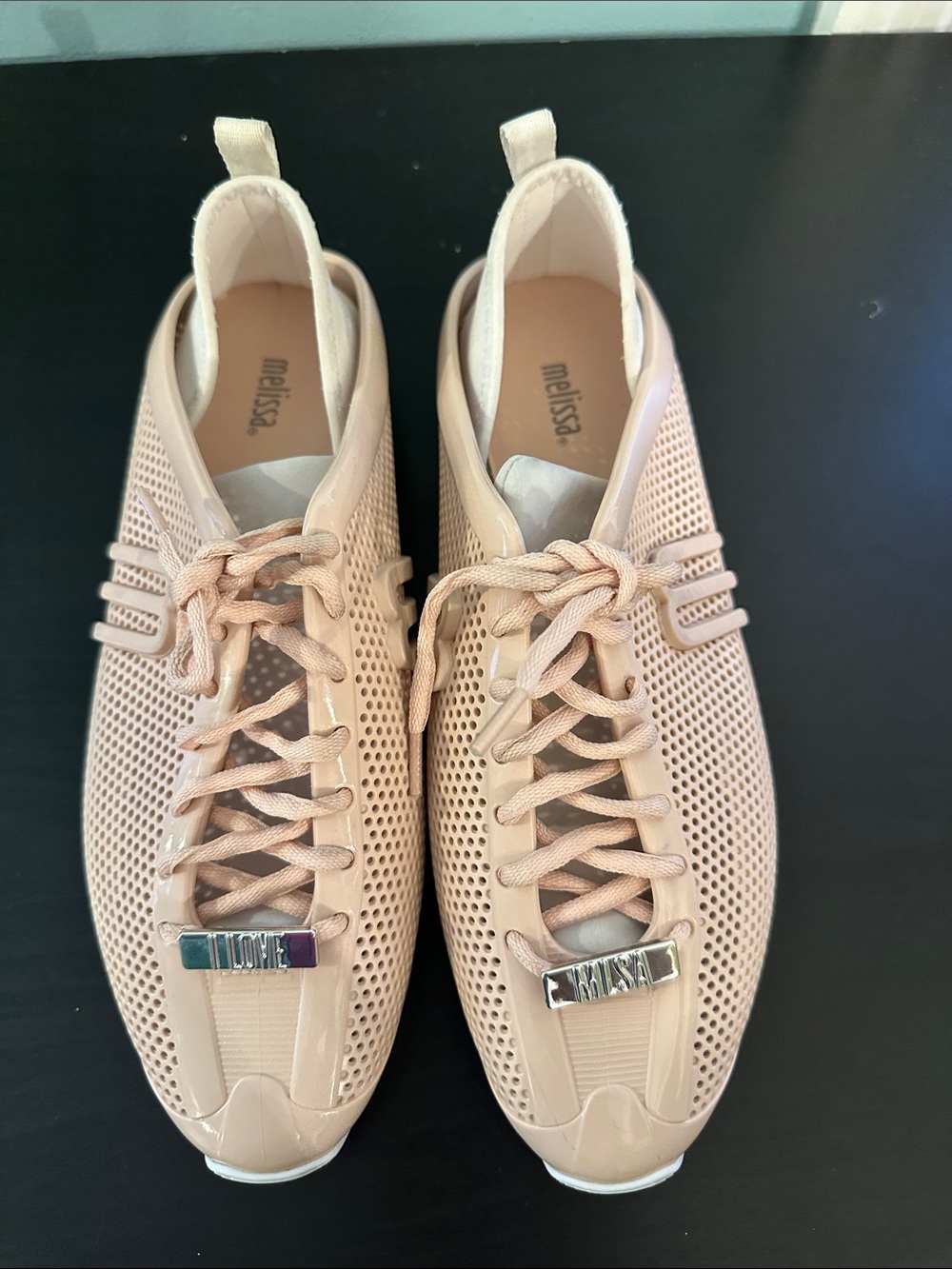 Melissa Blush Pink Perforated Lace-Up Sneakers